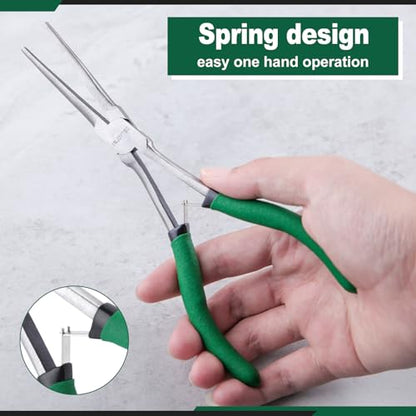 7 Inch Long Reach Needle Nose Pliers Extra Long Needle Nose Plierss With Serrated Jaw Precision Needle Nose Pliers for Narrow Spaces Jewelry Making Bending Wire and Small Object Gripping | Serrated Jaw Precision Needle Nose Pliers for Narrow Spaces Jewelr