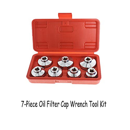 munirater 7 Piece Oil Filter Cap Wrench Tool Kit 24mm 27mm 29mm 30mm 32mm 36mm 38mm Socket Set Automotive Cartridge Oil Filter Housing (Black)