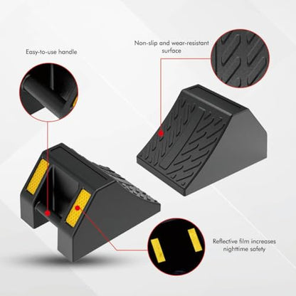 Heavy Duty Rubber Wheel Chocks 8 Packs, Premium Wheel Stopper for Car, Travel Trailers, RV, Truck, and ATV (4 Inch - 8Pack) - size: 4 Inch - 8Pack