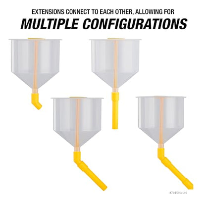 OEMTOOLS No-Spill Coolant Funnel Kit, 16 Piece Fluid and Oil Funnel Set | Access To Hard-To-Reach Radiators, Includes 45° Angled, 5" Extension, Coolant Tester, Spill Free Funnel Kit Cooling System - style: 16 Piece with Coolant Tester