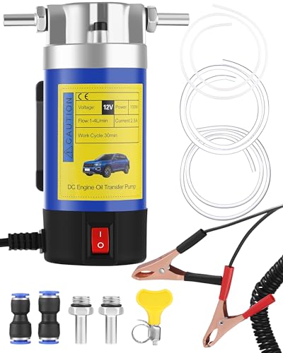 12V Oil Extractor Pump 100W, Engine Oil Extractor Pump for Oil Change, Self-Priming Oil Transfer Pump for Motor Oil, Transmission Fluid, Electric Fluid Transfer Pump for Car, Mower, Boat