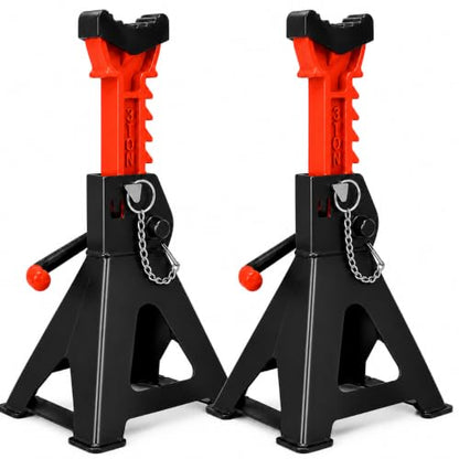 Car Jack Stands 3 Ton with Jack Rubber Pads and Double Pin Lock, Heavy Duty 11.4"-16.9" Adjustable Height for Vehicle Lifting Jack Stand, 1 Pair Black - color: Black
