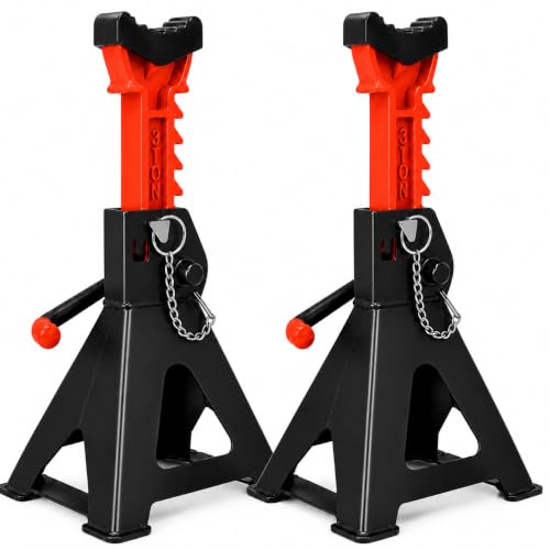 Car Jack Stands 3 Ton with Jack Rubber Pads and Double Pin Lock, Heavy Duty 11.4"-16.9" Adjustable Height for Vehicle Lifting Jack Stand, 1 Pair Black - color: Black