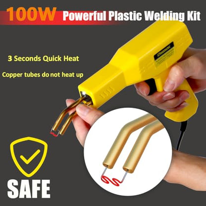 Plastic Welder,2 in 1 Plastic Welding Kit,Hot Stapler Car Bumper Repair Kit | SONNLER 1000PCS Hot Stapler For Car Bumper Crack Repair with Iron , Rods, Metal Mesh, Abrasive Paper, Aluminum Tape - color: Black