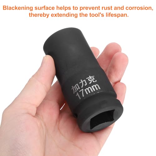 HARFINGTON 2pcs 4 Point Square Socket 3/4" Drive by 17mm Metric Square Impact Socket 40CR Blackening Standard Wheel Sockets Pneumatic Socket for Auto Repair Mechanical Maintenance Home Use - size: 17mm
