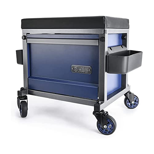 URBANTRANSIT Sidekick Heavy Duty Shop Stool - 500 Lb Capacity Rolling Stool for the Garage and Workshop with Toolbox Storage and 360 Degree Swivel Wheels - an Ideal Mechanics Stool or Workshop Stool