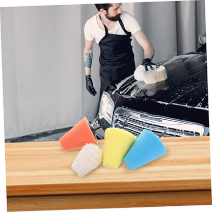 Zerodeko 4pcs Wheel Polishing Sponge Buffing Kit Durable Car Cleaning Pads with Polishing Cone for Automotive Detailing and Hub Shine Restoration