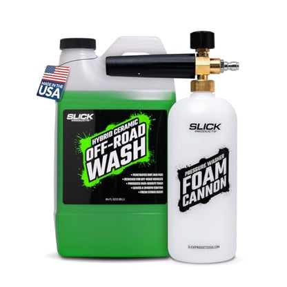 Slick Products Off-Road Wash (64 oz.) + Pressure Washer Foam Cannon Bundle – Super Concentrated ATV, UTV, Dirt Bike, Jeep & Truck Wash Foam Shampoo for Heavy Mud and Dirt - color: Off-Road Wash