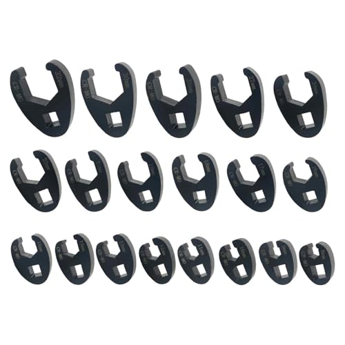 Crowfoot Flare Nut Wrench Set, 19PC Metric Tool 8 to 32 mm Sizes 3/8" & 1/2" Drive for Ratchets & Torque Wrenches(12Pcs for 3/8" drives, 8mm-19mm; 7Pcs for 1/2" drives, 21mm-32mm.