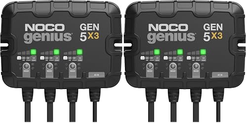 NOCO Genius GEN5X3: 3-Bank,15A Onboard Battery Charger - 5A Per Bank,12V Waterproof Marine Charger with Overcharge Protection&Temperature Compensation–for Lead-Acid&Lithium Batteries(Pack of 2) - size: 15A (5A per Bank) (Pack of 2)