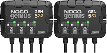 NOCO Genius GEN5X3: 3-Bank,15A Onboard Battery Charger - 5A Per Bank,12V Waterproof Marine Charger with Overcharge Protection&Temperature Compensation–for Lead-Acid&Lithium Batteries(Pack of 2) - size: 15A (5A per Bank) (Pack of 2)
