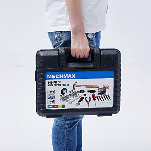 MECHMAX 149-Piece Home Tool Set with Socket and Wrench Kit | Premium alloy steel hand tools with hammer, pliers and compact storage case. Perfect DIY kit for house, apartment and dorm - style: 149 Piece