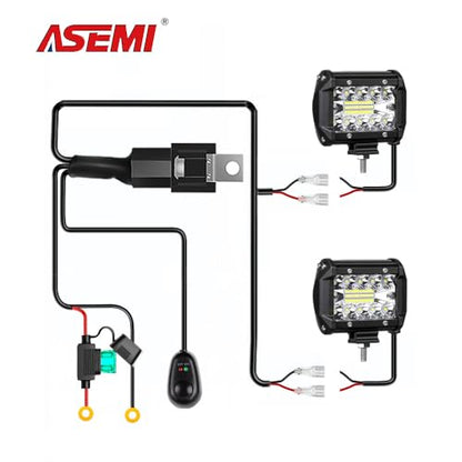 LED Light Bar Wiring Harness Kit 2 Leads 20AWG 12V On/Off Switch Power Relay Blade Fuse for Off Road Lights, Black