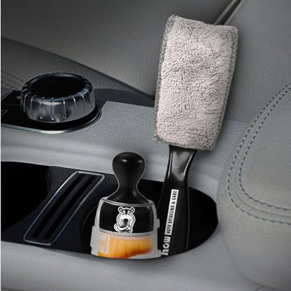 H.O.W 3PCS Car Interior Detailing Brushes Kits Automotive Cleaning Dual Head Brush for Air Vent Seat Crevice Dashboard Leather Air Conditioner