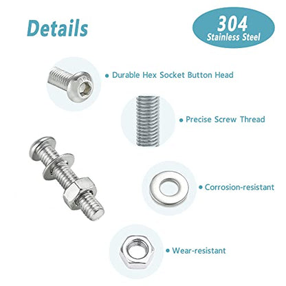 Kadrick 340 Stainless Steel Screws,880 Pcs Metric Screw Aassortment M6 M5 M4 M3,6mm-30mm Hex Socket Button Head Bolts Nuts Washers Kit with 4 Hex Wrenches - size: SS M3-M6 880Pcs