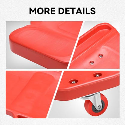 Auto Dynasty Universal 38" L X 14" W Red Lightweight Rolling Mechanic Creeper Seat Repair Tool for Car Vehicle Home Warehouse - color: Red T Shape