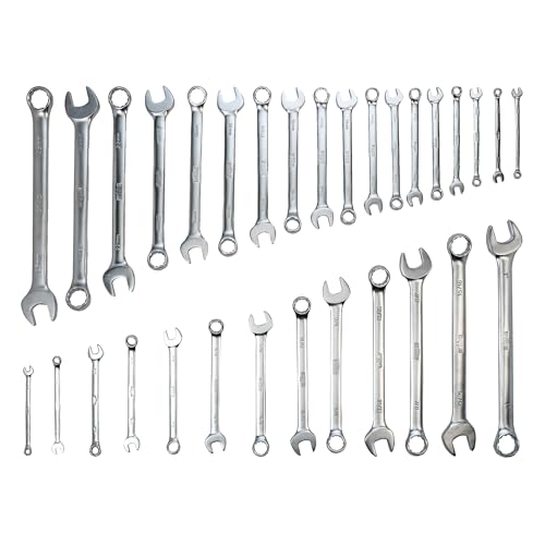 Wiha 30492 31-Piece Combination Wrench Set, SAE and Metric | 12-Point Box and Open Ends, Full Drawer Tray