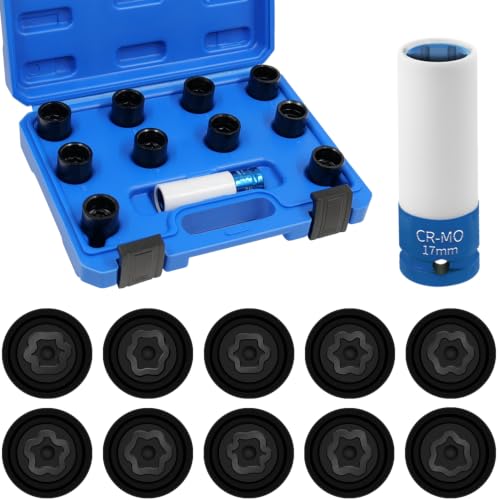 11PCS Wheel Locking Nut Key Kit for Toyota, Lexus, Tacoma | Wheel Lock Nut Socket Adapter Set, Anti-Theft Lug Removal Tool, Anti-Theft Screw Remover, Repair Tool, Tyre Fitting, garage