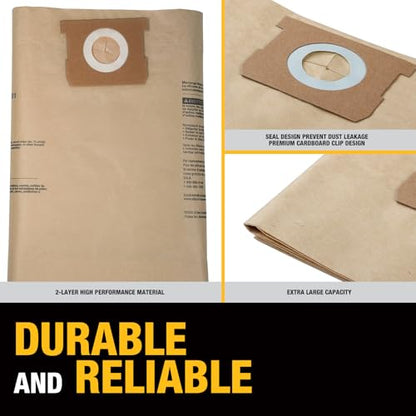 4 PACK DEWALT Dust Bags DXVA19-4101, DEWALT Vacuum Bags for 6-10 Gallon Wet/Dry Vacuum, Shop Vac Bag Compatible with DXV06P DXV09P DXV09PA DXV10P DXV10PL DXV10S DXV10SA DXV10SB - size: 4 PACK
