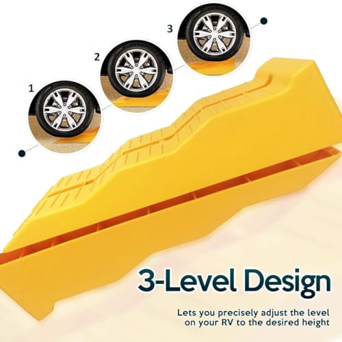 ZONETECH Automotive Leveling Ramps - 8 Packs Premium Quality Camper Trailer SUV Car Wheel Chocks, Leveler, Stabilizer on Uneven Ground- Great for Raising Auto - color: Yellow 8