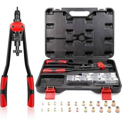 WETOLS Rivet Nut Tool Kit, 16'' Rivnut Tool with 11 Metric and SAE Mandrels | Professional Hand Riveter with 110Pcs Rivnuts Assortment Kit, Manual Rivet Nut Gun with Rugged Carry Case, WE-889 - size: 16" rivet nut tool with 11 mandrels