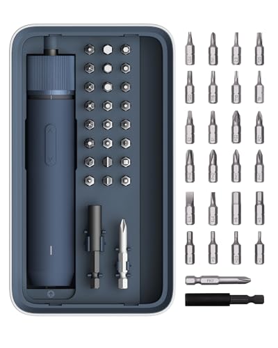 HOTO 25-Piece Upgraded Electric Screwdriver Kit, Cordless Screwdriver | 1/4'' Hex, Magnetic Lid, 1500mAh Rechargeable, LED Light, Ideal for Furniture Assembly, Home Repair, and Garage Projects