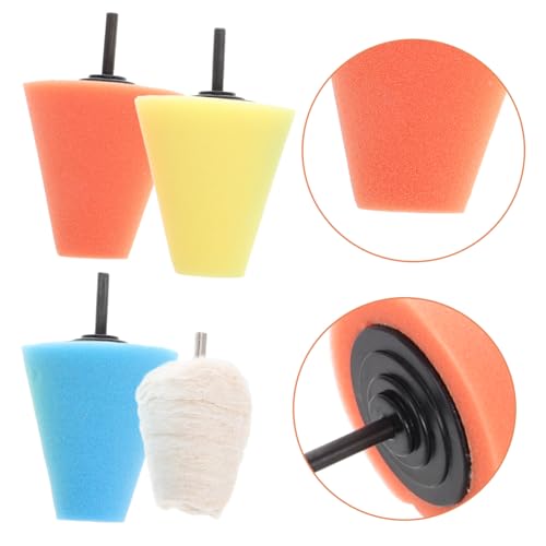 Zerodeko 4pcs Wheel Polishing Sponge Buffing Kit Durable Car Cleaning Pads with Polishing Cone for Automotive Detailing and Hub Shine Restoration