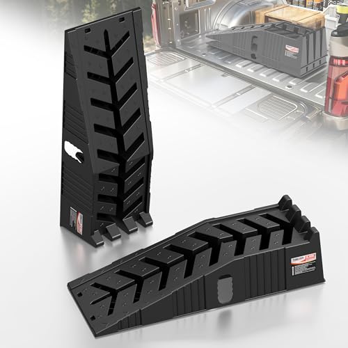 16,000 lbs Stackable Car Ramps, 50% Space-Saving Nestable Car Lift Ramp for Oil Change, Heavy Duty Vehicle Service Tire Lifts for Garage, 2-Pack