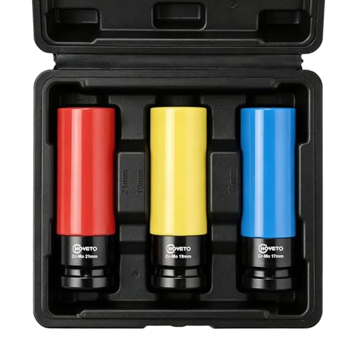 3PCS 1/2" Lug Nut Socket Set, Non-Marring 17/19/21mm Thin Wall Sleeve for Premium Auto Wheels - style: IS-D12-3PC-85