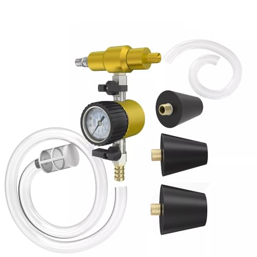 Coolant Refill Tool Kit – Pneumatic Vacuum Coolant Filler with Pressure Gauge & 3 Adapters, Radiator Cooling System Purge & Fill Set, Vacuum Leak Test & Air-Free Refill for Cars Trucks SUVs