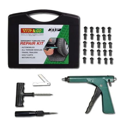Stop & Go 1085 30 Piece Deluxe Tubeless Tire Plugger Repair Kit Punctures and Flats on Car, Motorcycle, ATV, Jeep, Truck, & Tractor (25 Mushroom Plugs) - size: 30 Piece Deluxe Tire Plugger Repair Kit Hard Case