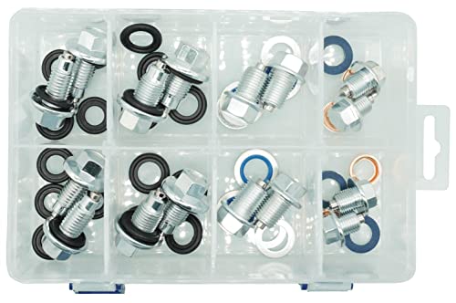 4PCS M12x1.75MM, 4PCS M14x1.5MM, 4PCS M14x1.5MM, 4PCS M12x1.25MM, Magnetic Engine Oil Drain Plug Assortment, fit for Select Models, with 32PCS Gaskets