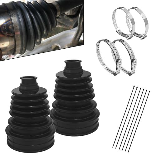 2PCS CV Axle Boot Repair Kit with 4 Stainless Steel Clamps and 6 Cable Ties, Universal CV Joint Boot for 19mm-24mm Shafts, Silicone Waterproof Dustproof Split Tie Rod Boots for Most Vehicle