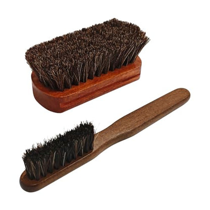 2 PCS Horse Hair Car Detailing Brush Set, Leather & Upholstery Cleaning Brush, Horse Hair Brush for Leather Universal for Car Interior Seat/Carpet, Furniture, Leather Shoes & Boots Care