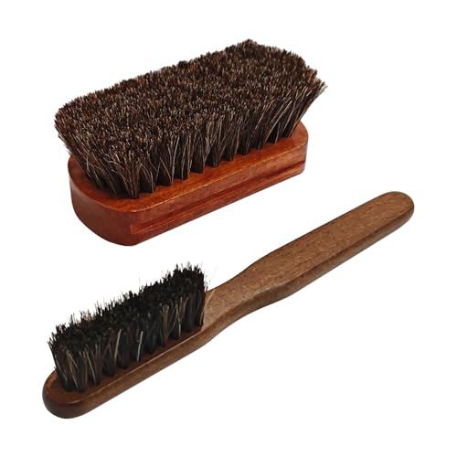 2 PCS Horse Hair Car Detailing Brush Set, Leather & Upholstery Cleaning Brush, Horse Hair Brush for Leather Universal for Car Interior Seat/Carpet, Furniture, Leather Shoes & Boots Care