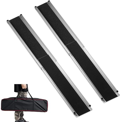 gardhom 1Pair Wheelchair Ramp 6FT Telescopic Ramps for Wheelchairs 600lbs Capacity Portable Wheelchair Ramps for Steps Home Threshold Doorways Steps Stairs with Carrying Bag - size: 6FT(can be used as 3.5FT or 6FT)