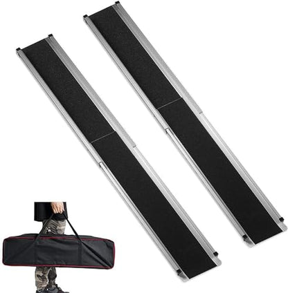 gardhom 1Pair Wheelchair Ramp 6FT Telescopic Ramps for Wheelchairs 600lbs Capacity Portable Wheelchair Ramps for Steps Home Threshold Doorways Steps Stairs with Carrying Bag - size: 6FT(can be used as 3.5FT or 6FT)