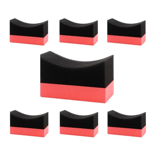 7pcs Red Tire Shine Applicator Sponges, Durable Foam Tire Applicator Pads, Reusable Tire Sponges, for Car Glass, Painted Steel & Porcelain - color: Red