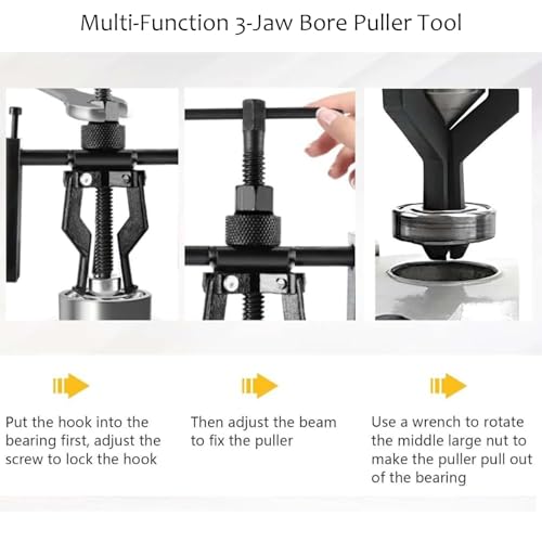 Multi-Function 3-Jaw Bore Puller Tool, Internal External Bearing Gear Extractor, Carbon Steel Guide Bearing Puller Kit for Manual Removal of Wheel Bearings Bushings Gears (Small + Large) - color: Small + Large