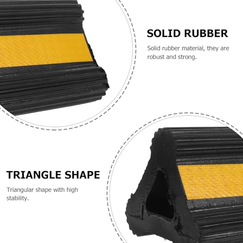 Heavy-Duty Rubber Wheel Chocks with Rope and Reflective Tape, Non-Slip Safety Tire Blocks 210x115x105mm for Trucks, Campers, Trailers, and Airport Vehicle Stabilization