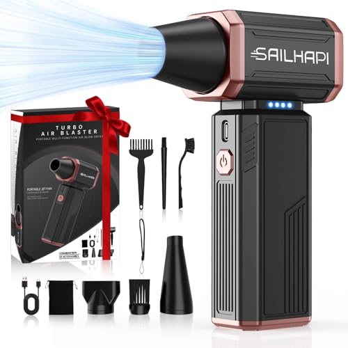 Compressed Air Duster 300000RPM, Cordless Electric Dust Blower | High Speed, Variable Speed Durable Cleaner for Gamer, Keyboard, Car, PC & Desk, Replaces Canned Air, Barber Gifts for Men - color: Gold+black