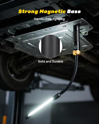 Magnetic Rechargeable LED Work Light, 360° Flexible Gooseneck Flashlight | 5000mAh Battery, Built-in Hook, Portable Mechanic Light for Auto Repair, Work Bench, Grill & Inspection
