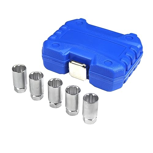 5 Piece Wheel Lock Key Removal Kit for Tesla, Lug Nut Anti-Theft Wheel Lock Removal Tool Set with Socket, Screw Remover with Storage Case