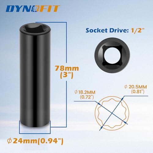 Dynofit 10 Spline Lug Nut Key Replacement for TA23-1/2, Compatible with Bimecc Lug Nuts and Bolts，an Impact Wrench can be Used,The Socket is Ideal Tool for Mechanics and DIY Enthusiasts - size: 10 Spline for TA23 with 1/2" Drive