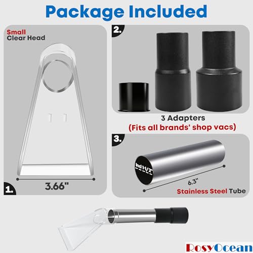 Universal Compatible with All Shop Vacs Extractor Attachment with 2-1/2" & 1-7/8" & 1-1/4" Three Adapters Auto Detailing Vacuum Head Extraction Accessories for Upholstery & Carpet Cleaning - size: Small