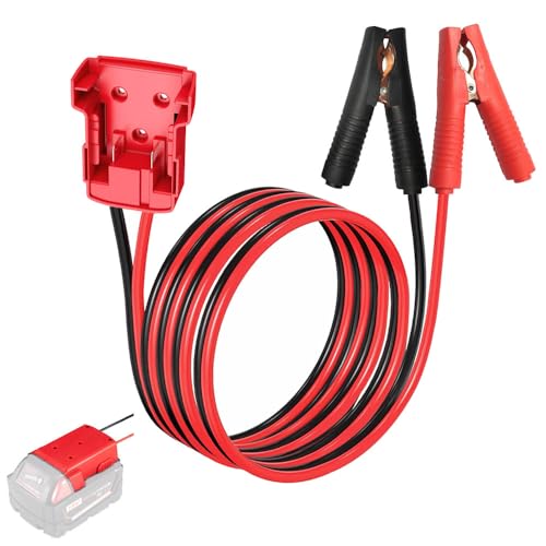 GRZWAYS Jumper Cable Clamps Compatible with Mil.waukee M18 18V Battery Jumper Starter for Mid-Size Cars Light Trucks Car, Automotive Booster Cables 6ft 8AWG Cable Power Tool Line, Silicone wire 392℉ - size: 6 FT