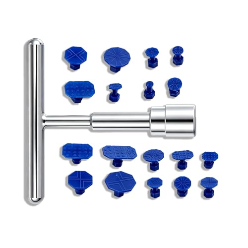 19 PCS Car Dent Repair Tool, T-handle Puller with 18 Suction Cups, Non-destructive Paintless Dent Repair Kit for Hail, Universal for Most Cars, Trucks, SUVs (Multicolored)