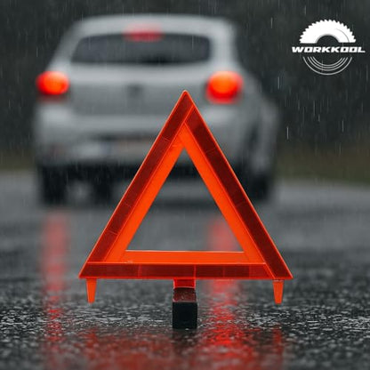WORKKOOL 3 Pack Foldable Warning Reflective Triangles with Carrying Case, Heavy Base Roadside Triangles for Vehicles Breakdown, Safty Reflector DOT Approved(Sand Filled)… - size: WT-3PK SAND FILLED