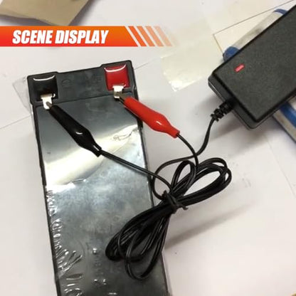 12V 2A Sealed Lead Acid Smart Battery Charger, SLA Maintainer Automatic Trickle Charger with Alligator Clips & Short Circuit Protection for Car, Motorcycle, ATV, Boat, RV, Truck