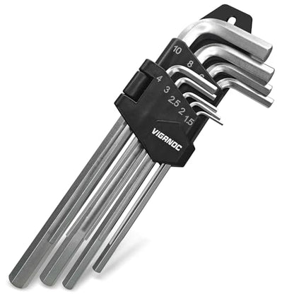 Allen Hex Key Set, 9-Piece, L-Shape, Chrome Vanadium Steel, 1.5-10 mm - style: Allen Hex Key